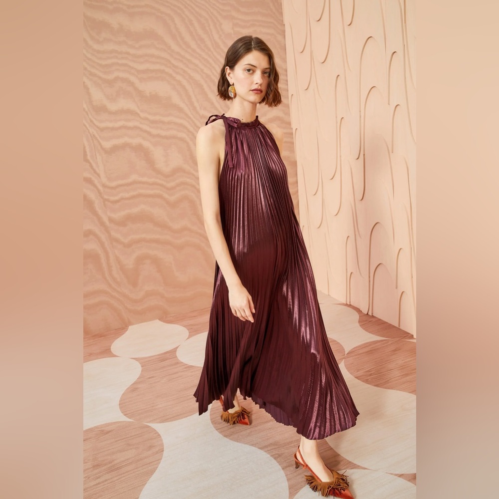 $690 Ulla Johnson - Amiko Dress In Mahogany Size 6